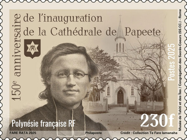 Timbre Polynésie Française - 150 ans de la Cathédrale de Papeete