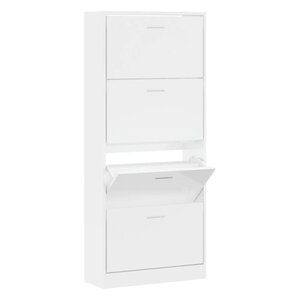 vidaXL Armoire à chaussure Blanc brillant 63x24x147 cm Bois ingénierie
