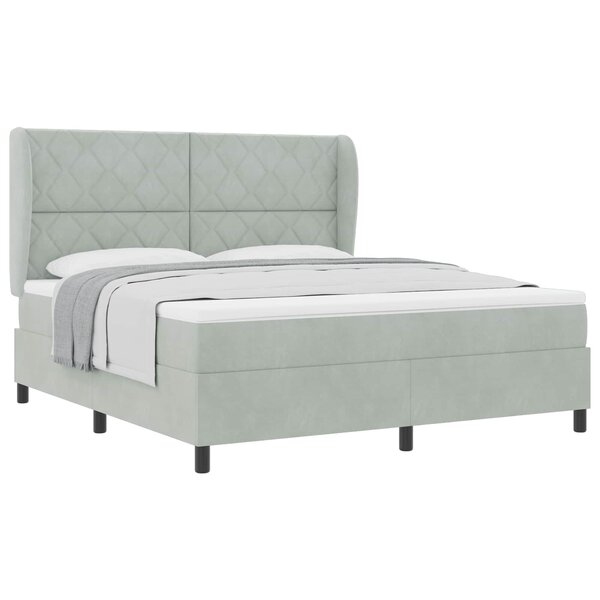 vidaXL Lit à ressorts avec matelas Gris clair 200 x 180 cm Polyester