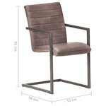 vidaXL Chaises à manger cantilever lot de 2 marron cuir véritable