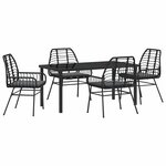 vidaXL Ensemble de salle à manger pour jardin 5 Pièces Noir polyrotin