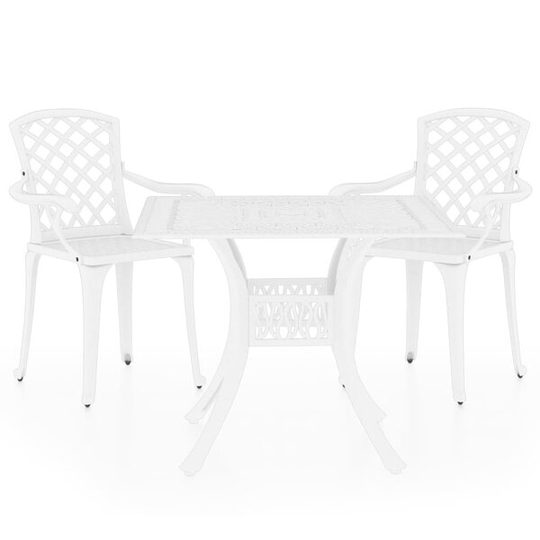 vidaXL Ensemble de bistro 3 Pièces Aluminium coulé Blanc