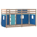 vidaXL Lit superposé avec rideaux bleu 80x200 cm bois pin massif