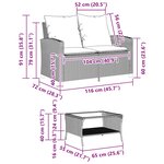 vidaXL Canapé de jardin 2places coussins et table gris clair polyrotin
