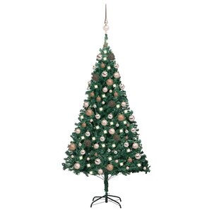 vidaXL Arbre de Noël artificiel pré-éclairé et boules vert 120 cm PVC