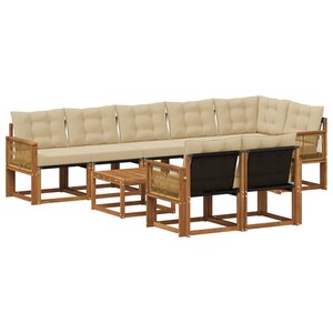 vidaXL Ensemble de canapés d'extérieur 9 Pièces Naturel et Beige
