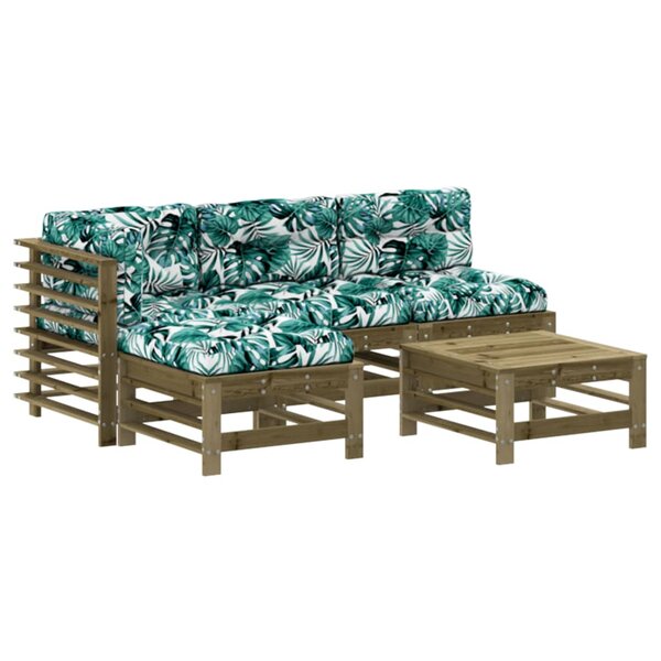 vidaXL Salon de jardin 5 Pièces avec coussins bois de pin imprégné