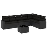 vidaXL Salon de jardin 8 Pièces avec coussins noir résine tressée