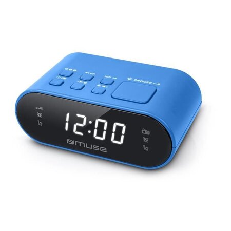 MUSE M-10 BL Radio réveil - horloge 24h - 20 stations - Bleu