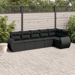 vidaXL Salon de jardin 6 Pièces avec coussins noir résine tressée
