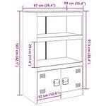 vidaXL Buffet vert olive 67x39x107 cm acier