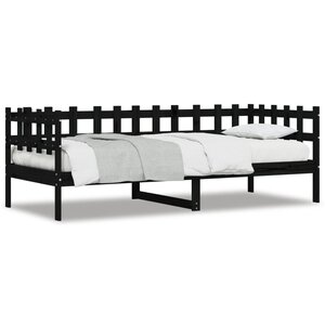 vidaXL Lit de jour sans matelas noir 90x190 cm bois de pin massif