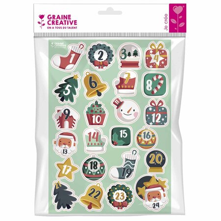 24 stickers Calendrier de l' Avent - Happy Christmas