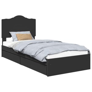 vidaXL Lit de Rangement avec tiroir Noir 90 x 190 cm Bois d'ingénierie
