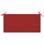 vidaXL Banc de jardin avec coussin rouge 112 cm Bois de teck massif