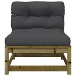 vidaXL Canapé de jardin sans accoudoirs et coussins bois pin imprégné