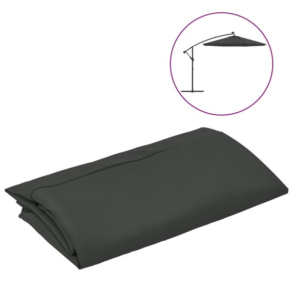 vidaXL Tissu de remplacement pour parasol déporté Anthracite 350 cm