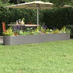 vidaXL Lit surélevé de jardin Acier enduit de poudre 332x40x36 cm gris