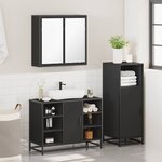 vidaXL Ensemble de meubles salle de bain 3 Pièces noir bois d'ingénierie