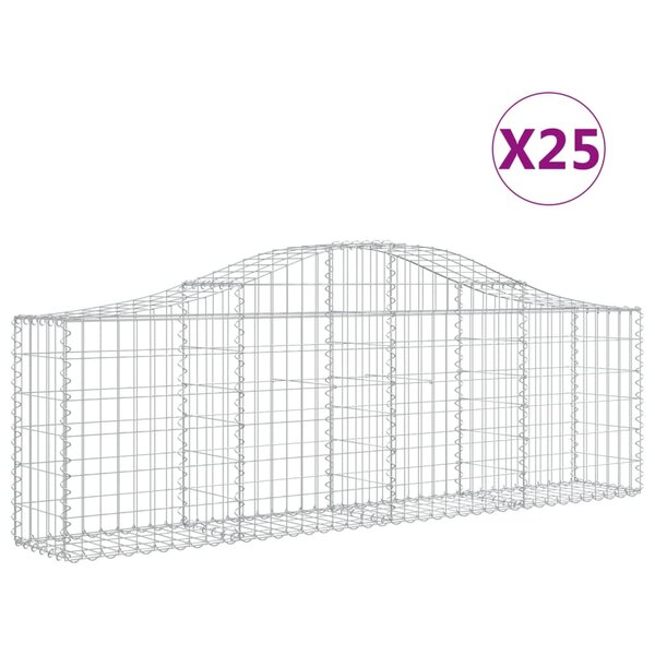 vidaXL Paniers à gabions arqués 25 Pièces 200x30x60/80 cm Fer galvanisé