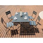 Ensemble repas de jardin 4 personnes - Table 120 x 80 cm + 4 chaises pliantes - Acier  thermolaqué - Gris - HIENO