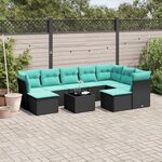 vidaXL Salon de jardin 10 Pièces avec coussins noir résine tressée