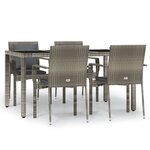 vidaXL Ensemble à manger de jardin 5 Pièces coussins gris résine tressée