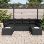 vidaXL Ensemble de canapé de jardin avec coussin 6 Pièces Noir polyrotin