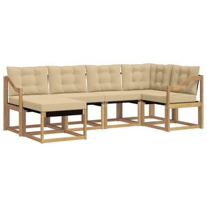 vidaXL Ensemble de canapés d'extérieur 6 pc Blanc et Beige