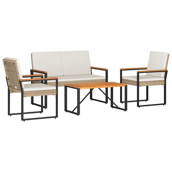 vidaXL Ensemble de meubles d'extérieur 4 pc Beige et blanc crème