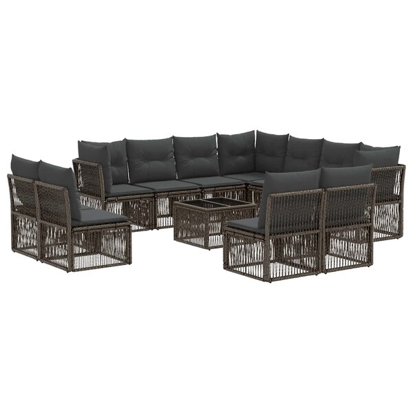 vidaXL Ensemble de canapé de jardin 12 pc Gris polyrotin