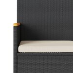 vidaXL Banc de jardin à 3 places avec coussins noir résine tressée