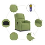 vidaXL Fauteuil inclinable de massage électrique vert clair velours