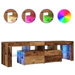 vidaXL Meuble TV avec lumières LED vieux bois bois d'ingénierie