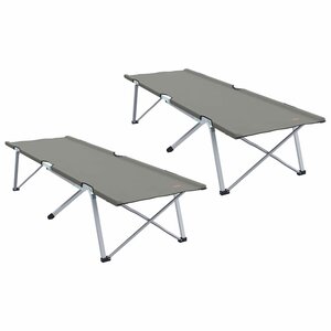 vidaXL Lit de camping pliant 2 Pièces Gris 62 x 194 x 42 cm Tissu Oxford