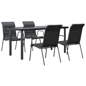 vidaXL Ensemble à manger de jardin 5 Pièces noir textilène et acier