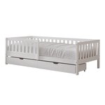 Lit Isa 2 tiroirs barrière blanc + matelas