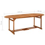 vidaXL Table à dîner de jardin 220x90x75 cm Bois d'acacia massif