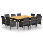 vidaXL Ensemble à manger de jardin 11 Pièces résine tressée gris