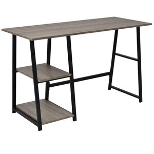 Bureau table meuble travail informatiqueavec 2 étagères gris et chêne 0502078