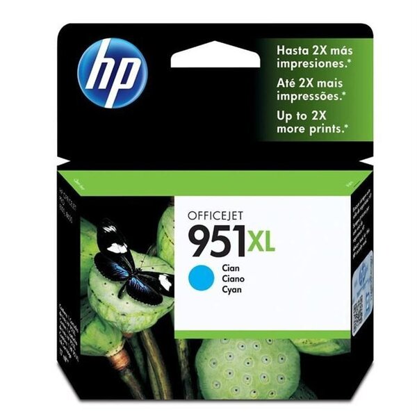 Hp 951xl cartouche d'encre cyan grande capacité authentique pour hp officejet pro 251dw/276dw/8100/8600 (cn046ae)