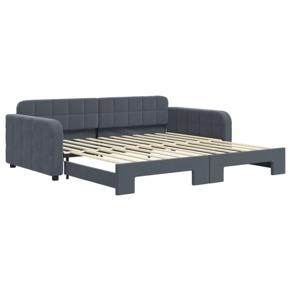 vidaXL Lit de jour avec gigogne sans matelas gris foncé 100x200 cm