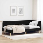 vidaXL Cadre de lit d'angle Noir 80 x 200 cm Tissu et bois reconstitué