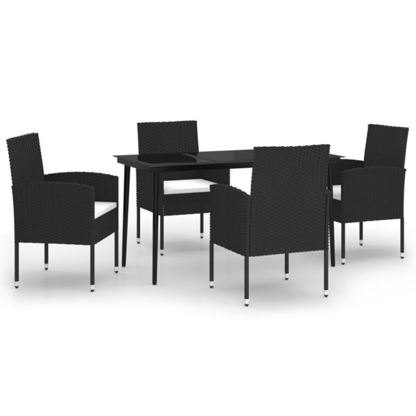 vidaXL Ensemble à manger de jardin 5 Pièces Noir