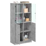 vidaXL Buffet haut avec portes gris béton 68x37x142 cm bois ingénierie