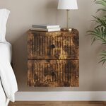vidaXL Cabinet de chevet mural Chêne fumé 33 x 34 5 x 40 cm