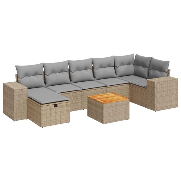 vidaXL Salon de jardin avec coussins 8 Pièces beige résine tressée
