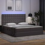 vidaXL Lit avec rangement et LED Gris 180 x 200 cm Simili cuir
