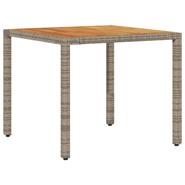vidaXL Table de jardin et dessus en bois d'acacia gris résine tressée