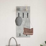vidaXL Porte-manteau mural avec étagère Gris béton 40 x 10 x 90 cm